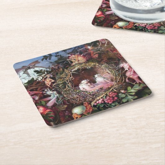 Fairies in a Birds Nest, John Anster Fitzgerald Kartonnen Onderzetters (Schuin)