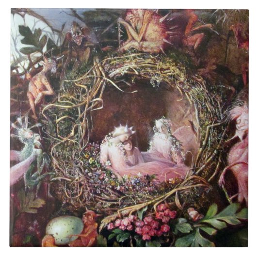 Fairies in a Birds Nest, John Anster Fitzgerald Tegeltje (Voorkant)