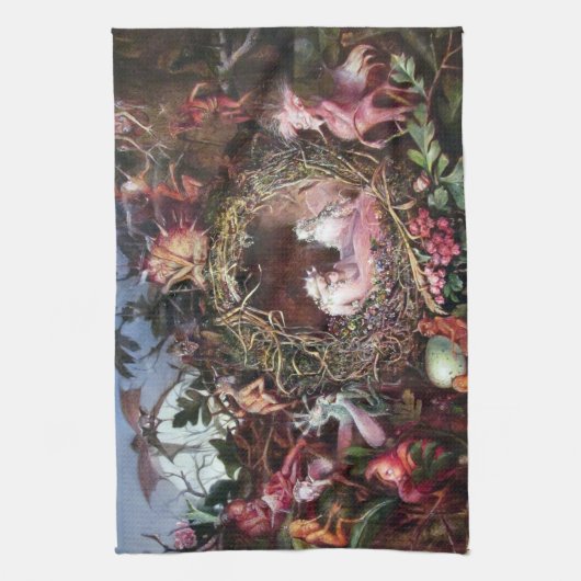 Fairies in a Birds Nest, John Anster Fitzgerald Theedoek (Verticaal)