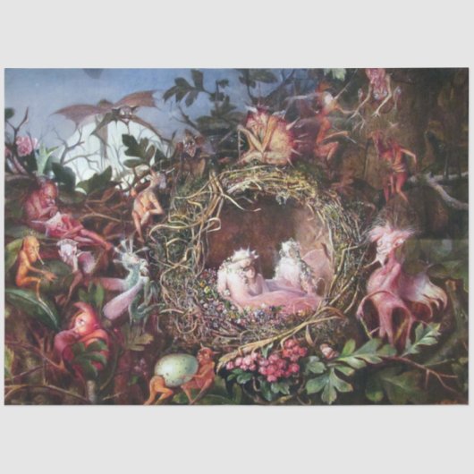Fairies in a Birds Nest, John Anster Fitzgerald Tissuepapier (Voorkant)