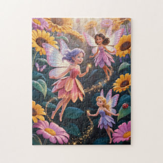 Fairies in a flower garden puzzle legpuzzel