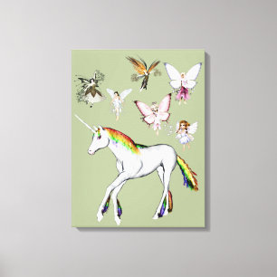 Fairies Kleur de Unicorn Canvas Afdruk