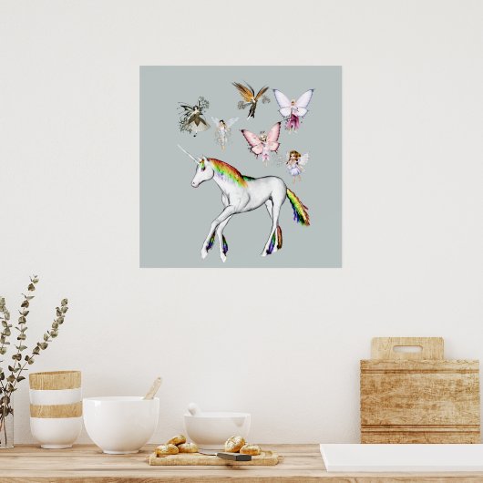 Fairies Kleur de Unicorn Poster (Keuken)
