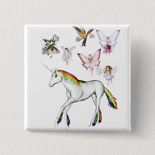 Fairies Kleur de Unicorn Vierkante Button 5,1 Cm (Voorkant)