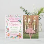 Fairies, Magical Birthday Invitation met foto Kaart (Staand voorkant)