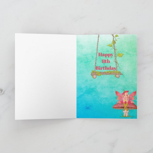 Fairies Mushroom Fantasy Schattig Blauw Goud Eeuw  Kaart (Binnen)