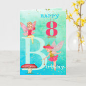 Fairies Mushroom Fantasy Schattig Blauw Goud Eeuw  Kaart (Gele Bloem)