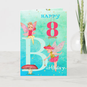 Fairies Mushroom Fantasy Schattig Blauw Goud Eeuw  Kaart