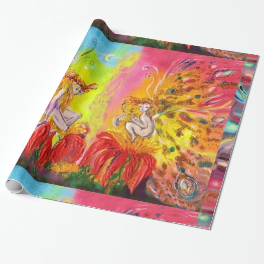 FAIRIES OF DAWN / Fantasy Kerstgroeten Cadeaupapier (Uitgerold)