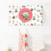 Fairies Pink Floral Mushroom Fairy Castle Verjaard Spandoek (Insitu)