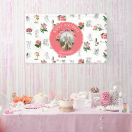 Fairies Pink Floral Mushroom Fairy Castle Verjaard Spandoek