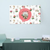 Fairies Pink Floral Mushroom Fairy Castle Verjaard Spandoek (Beurs)