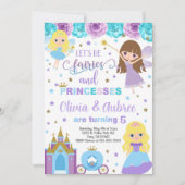 Fairies & princess meiden zussen uitnodiging. kaart (Voorkant)