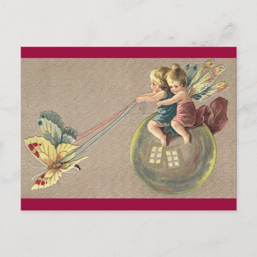 Fairies Riding Bubble Briefkaart (Voorkant)