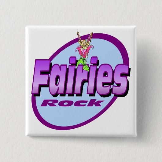 Fairies Rock Vierkante Button 5,1 Cm (Voorkant)
