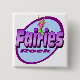 Fairies Rock Vierkante Button 5,1 Cm