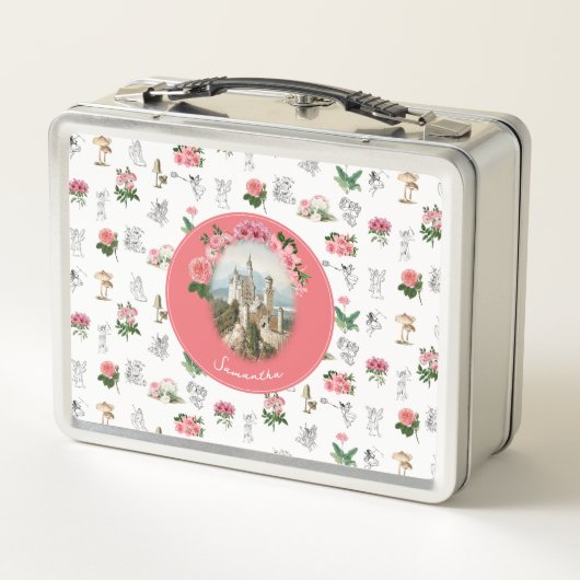 Fairies Roze Bloemen Mushroom Fairy Kasteel Monogr (Achterkant)