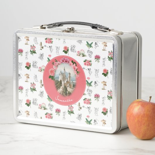 Fairies Roze Bloemen Mushroom Fairy Kasteel Monogr (In situ)