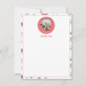 Fairies Roze Bloemen Mushroom Fairy Kasteel Monogr Bedankkaart (Voorkant)