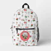 Fairies Roze Bloemen Mushroom Fairy Kasteel Monogr Bedrukte Rugzak (Voorkant)