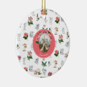 Fairies Roze Bloemen Mushroom Fairy Kasteel Monogr Keramisch Ornament (Rechts)