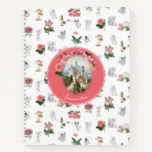 Fairies Roze Bloemen Mushroom Fairy Kasteel Monogr Notitieboek (Voorkant)