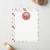 Fairies Roze Bloemen Mushroom Fairy Kasteel Monogr Notitiekaartje (Voorkant / Achterkant in situ)