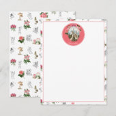 Fairies Roze Bloemen Mushroom Fairy Kasteel Monogr Notitiekaartje (Voorkant / Achterkant)