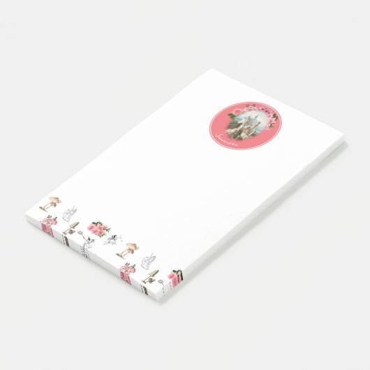 Fairies Roze Bloemen Mushroom Fairy Kasteel Monogr Post-it® Notes (Schuin)