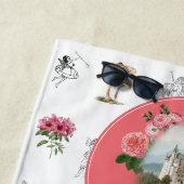 Fairies Roze Bloemen Mushroom Fairy Kasteel Monogr Strandlaken (In situ)