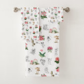 Fairies Roze Bloemen & Paddestoel Fairy Patroon Bad Handdoek (Insitu)