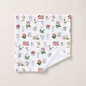 Fairies Roze Bloemen & Paddestoel Fairy Patroon Bad Handdoek (Wasdoekje)