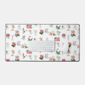 Fairies Roze Bloemen & Paddestoel Fairy Patroon Bureaumat (Keyboard & Muis)