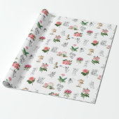 Fairies Roze Bloemen & Paddestoel Fairy Patroon Cadeaupapier (Uitgerold)