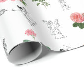Fairies Roze Bloemen & Paddestoel Fairy Patroon Cadeaupapier (Rol Hoek)