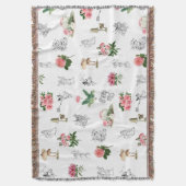 Fairies Roze Bloemen & Paddestoel Fairy Patroon Deken (Voorkant Verticaal)