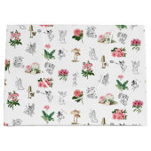 Fairies Roze Bloemen & Paddestoel Fairy Patroon Groot Cadeauzakje (Voorkant)