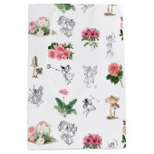 Fairies Roze Bloemen & Paddestoel Fairy Patroon Medium Cadeauzakje (Voorkant)