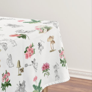 Fairies Roze Bloemen & Paddestoel Fairy Patroon Tafelkleed