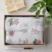 Fairies Roze Bloemen & Paddestoel Fairy Patroon Tissuepapier (Geschenk)