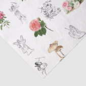 Fairies Roze Bloemen & Paddestoel Fairy Patroon Tissuepapier (Detail)