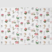 Fairies Roze Bloemen & Paddestoel Fairy Patroon Tissuepapier (Voorkant)