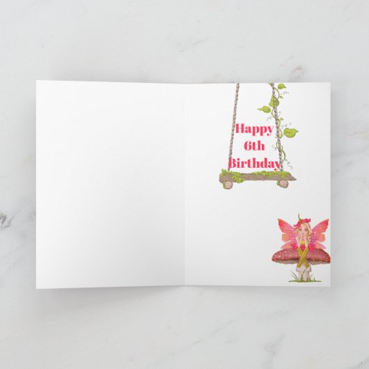 Fairies Rustic Pink Gold Personal Age Kaart (Binnen)