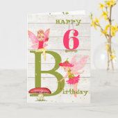 Fairies Rustic Pink Gold Personal Age Kaart (Gele Bloem)