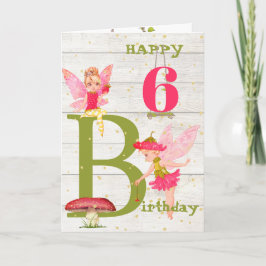 Fairies Rustic Pink Gold Personal Age Kaart