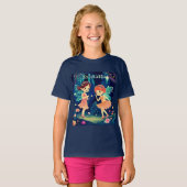 Fairies Spelen In De Betoverde Bos Meisjes Marine T-shirt (Voorkant volledig)