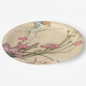 Fairies springt op bloemen papieren bordje (Gekanteld)