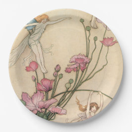 Fairies springt op bloemen papieren bordje