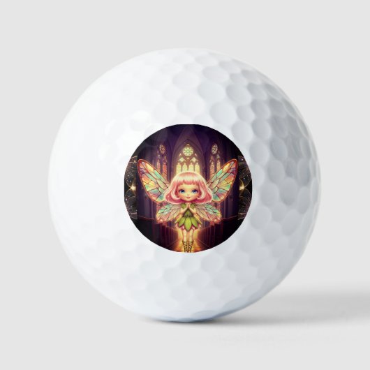 Fairies, stained glass, cathedrals, fantasy,Prayer Golfballen (Voorkant)