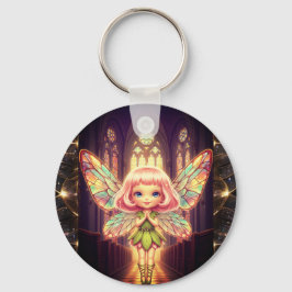 Fairies, stained glass, cathedrals, fantasy,Prayer Sleutelhanger